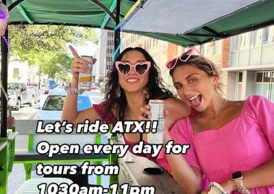Cute girls on the Austin Pedal Pub Party Bike